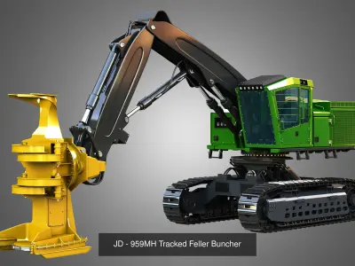 JD - 959MH Tracked Forest Machine 3  in 1 3D Model Pack
