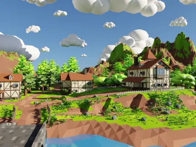 Isometric Small town 3D model