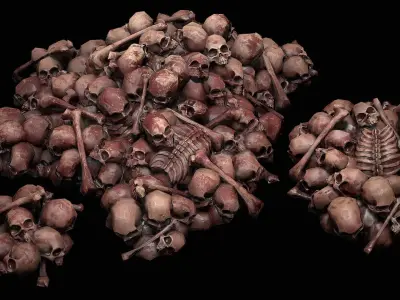 Pile of Bones and Skulls Set Low-poly 3D model