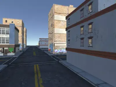 Urban Street Block  Game-Ready FBX 3D model