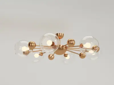 chandelier modern brass ceiling light with glass globes 3D model