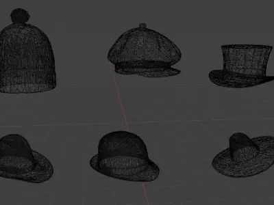 Hats 3d models low poly flat textures Free low-poly 3D model