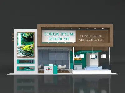Exhibition Stand Booth Stall 11x7m Height 500cm 3 Side Open 3D model