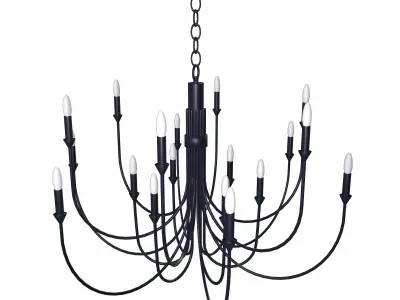 Modern Classic Large Black Chandelier  Low-poly 3D model