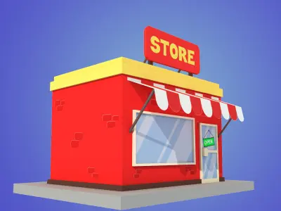 store cartoon low poly 3D model