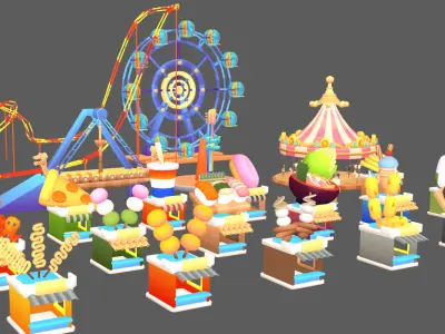 amusement park asset pack Low-poly 3D model