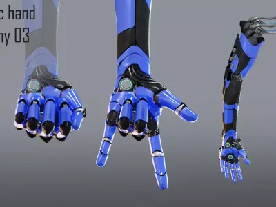 Robotic hand anatomy 03 3D model