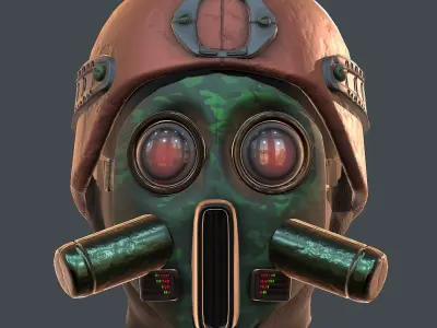 Gas mask helmet 3d model scifi Low-poly  Low-poly 3D model