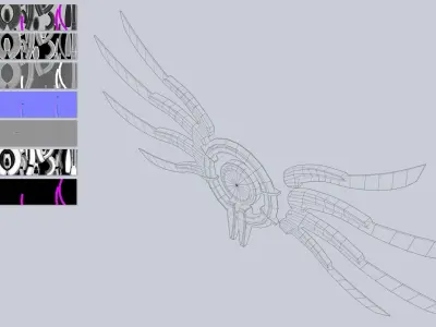 Sci fi wings Low-poly 3D model