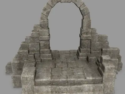 gate 7 stone arch with bricks Low-poly 3D model