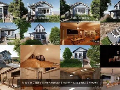 Modular Classic Style American Small 5 House pack