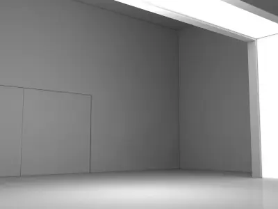 Empty White Corridor Low-poly 3D model