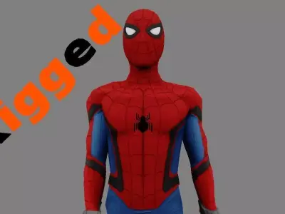 Spiderman Captain America Civil War Rigged Low-poly 3D model