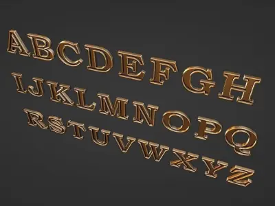 inset gold silver  A to Z pendant jewelry letter initial text  3D print model