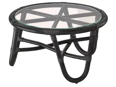 Round rattan table with curved legs 3D model