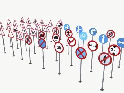 Road Sign Full Pack Low-poly 3D model