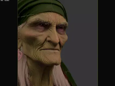 Aged sorceress Head-3D-Sculpt 3D model