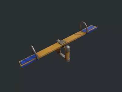 Playground Seesaw - Yellow Low-poly 3D model