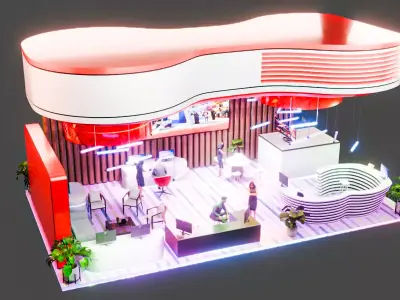 Modern Futuristic Trade Show Booth Design Blender 3D Model 3D model