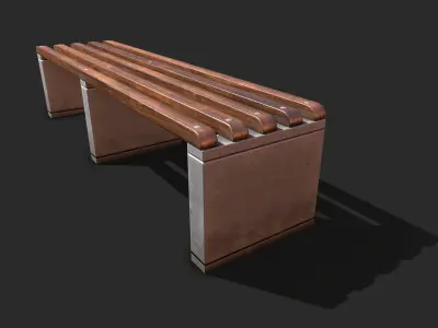 Bench Low-poly 3D model 10