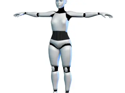 3D Cyborg Robot Girl Female Bot model Low-poly 3D model