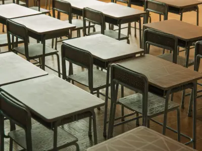 Japanese School Desk and Chair with Blender Demo scene 3D model