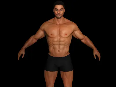 AAA 3D REALISTIC CHARACTER - BASEMESH AFRICAN MUSCULAR MAN 01