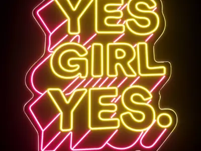 Yes Girl Yes Neon Sign 3D model