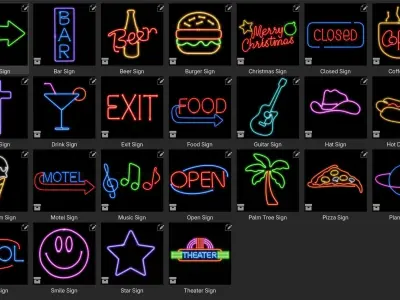 Neon Signs Asset Pack 3D model