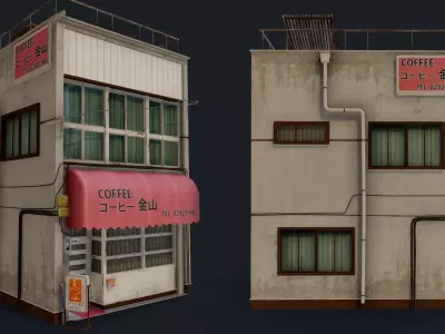 Coffee Shop of Kanayama Low-poly 3D model