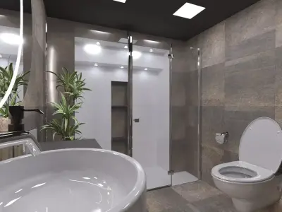 Bathroom modern with toilet and sink 3D model