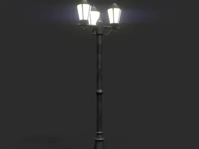 Triple Lamp Post 1 Low-poly 3D model