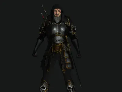 AAA 3D BEARDED MALE KNIGHT 2 -REALISTIC RIG GAME READY CHARACTER Low-poly 3D model