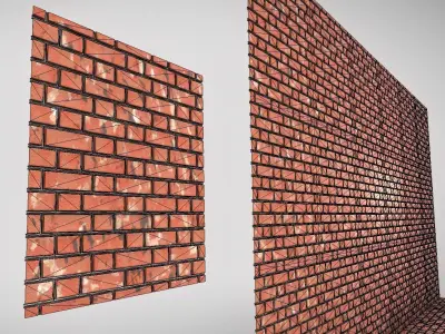 Old Brick Wall Mid-Poly Tile Low-poly 3D model