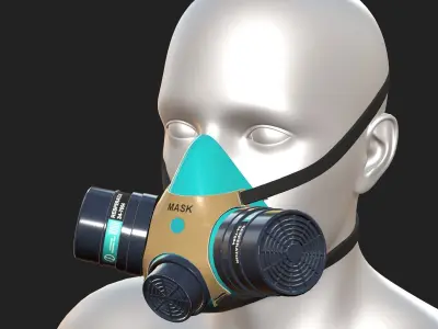 Gas mask helmet scifi futuristic respirator plastic  Low-poly 3D model