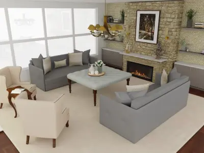 Transitional Living Room Style  3D model