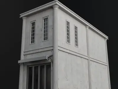 OLD RETRO CLASSICAL BUILDING 2 Low-poly 3D model