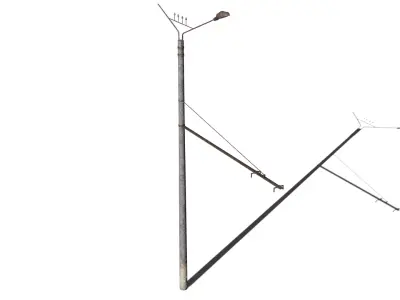 Old Trolleybus Power Line Low-poly 3D model