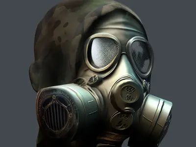 Gas mask helmet 3d model military combat Low-poly 3D model