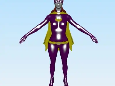 Batgirl 3d model cartoon style full 3d coloured  3D model