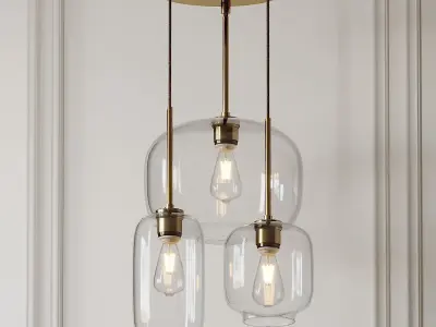 Mid Century Modern Glass Jar Geo Pendant 3D model