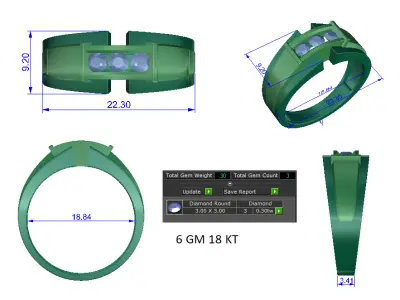 Mens Ring  Render 3dm STL OBJ FBX Details 3D print model 2
