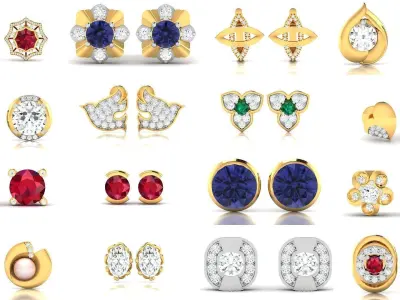 117 MENS EARRINGS LIGHT WT UNISEX EARRINGS 3D Model Pack