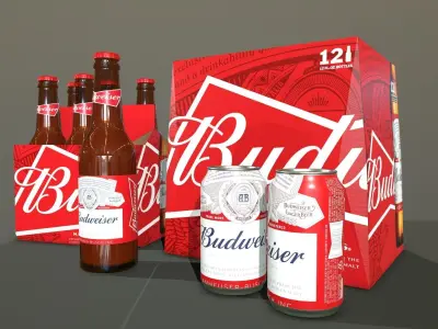 Beer Budweiser Low-poly 3D model