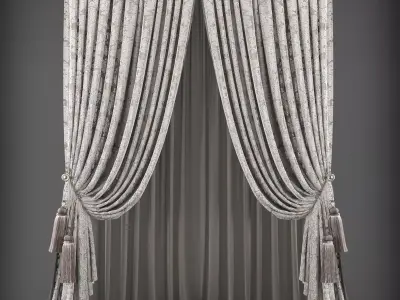 Curtains curtain with tassels Low-poly 3D model purchase