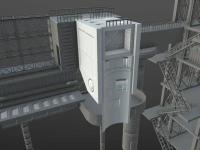 SCIENCE LAUNCH TOWER Low-poly 3D model