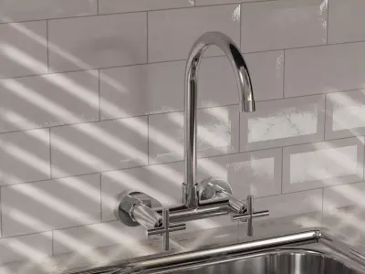 Luxury Dual Handle Kitchen Sink Tap 3D model