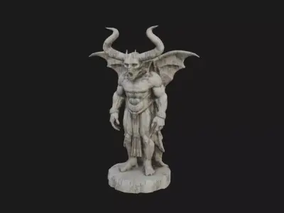 Stone Monster Statue Game-Ready Low-poly 3D model