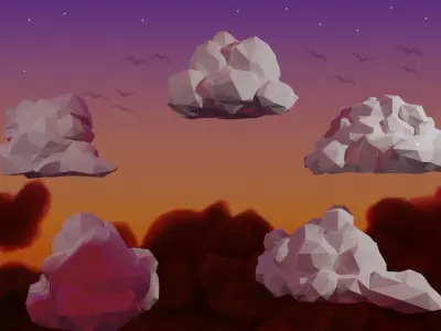 Low Poly Stylized Cumulus Clouds Pack 1 Low-poly 3D model
