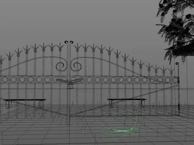 Mystic Rusty Old Gate Barn Door Fence 3D model